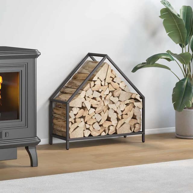 VidaXL Ράφι για καυσόξυλα Μαύρο 60x25x60 cm Ατσάλι ψυχρής έλασης
