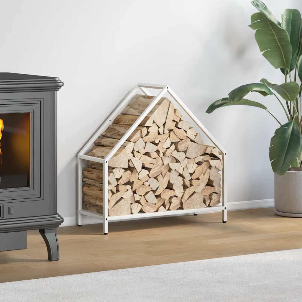 VidaXL Ράφι για καυσόξυλα Λευκό 60x25x60 cm Ατσάλι ψυχρής έλασης