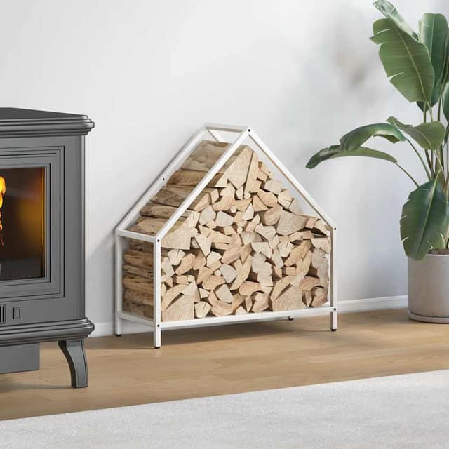 VidaXL Ράφι για καυσόξυλα Λευκό 60x25x60 cm Ατσάλι ψυχρής έλασης