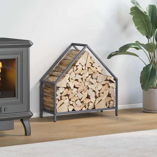 VidaXL Ράφι για καυσόξυλα Ανθρακί 60x25x60 cm Ατσάλι ψυχρής έλασης