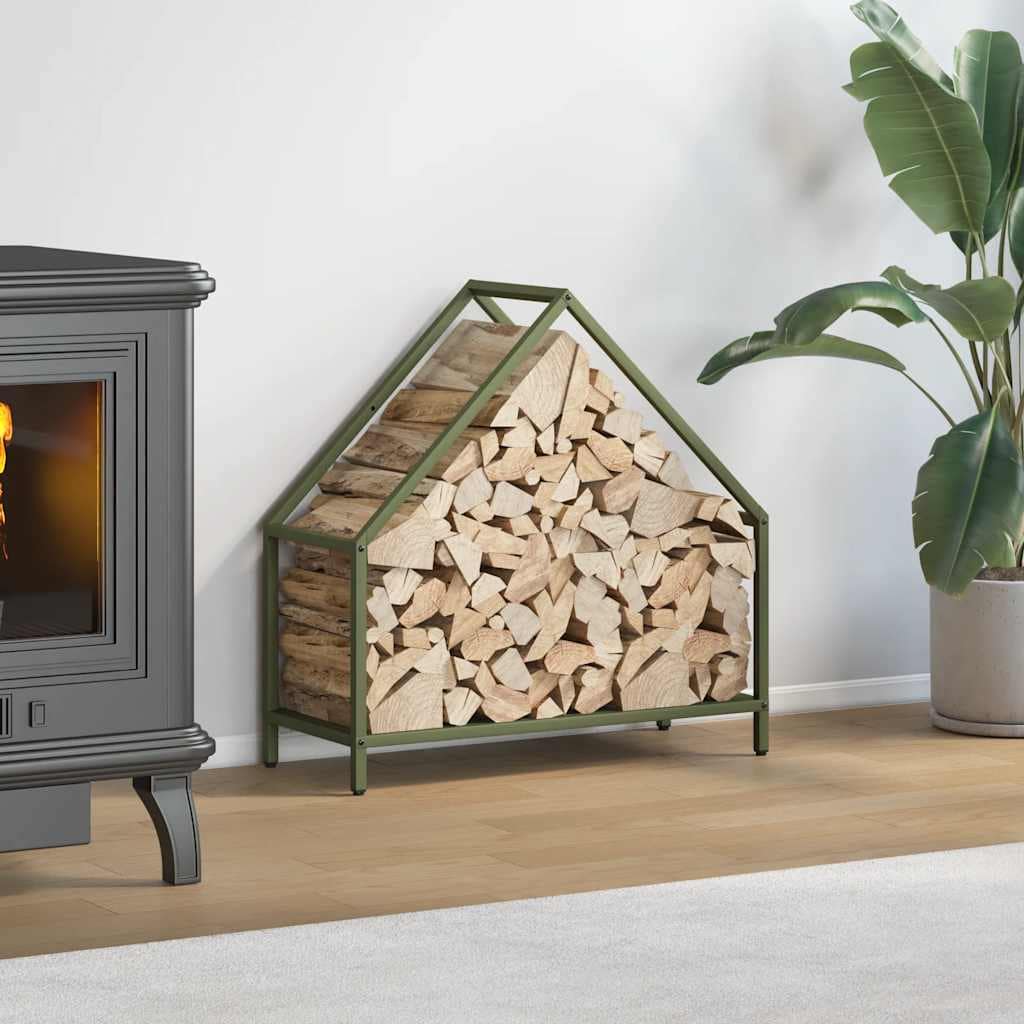 VidaXL Ράφι για καυσόξυλα Ελαιοπράσινο 60x25x60cm Ατσάλι ψυχρής έλασης