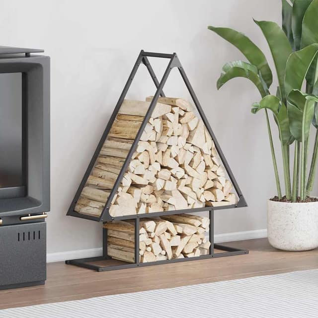 VidaXL Ράφι για καυσόξυλα Μαύρο 80x25x90 εκ. Ατσάλι ψυχρής έλασης