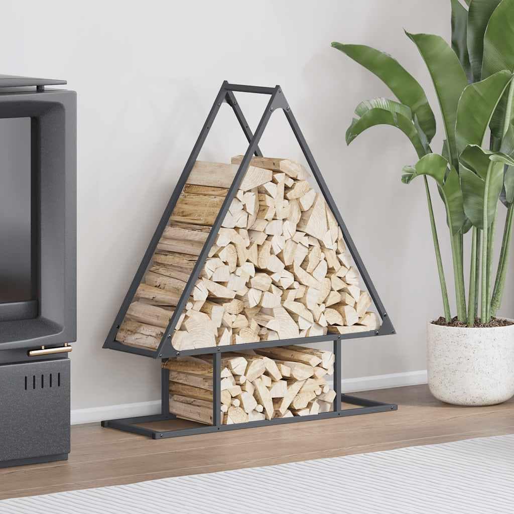VidaXL Ράφι για καυσόξυλα Ανθρακί 80x25x90 εκ. Ατσάλι ψυχρής έλασης