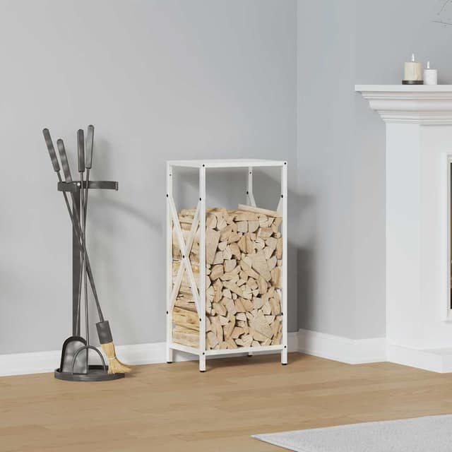 VidaXL Ράφι για καυσόξυλα Λευκό 34x25x70 cm Ατσάλι ψυχρής έλασης