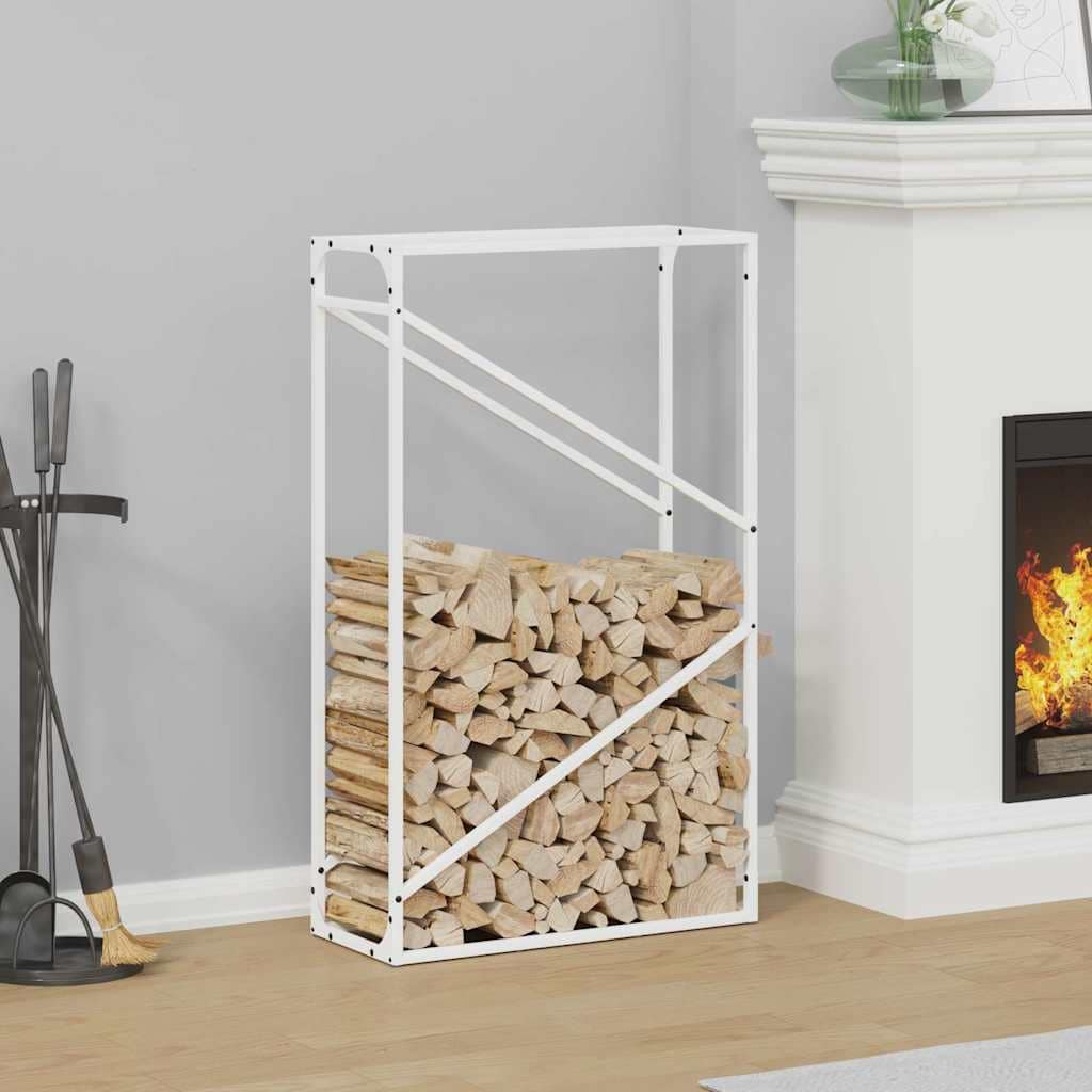 VidaXL Ράφι για καυσόξυλα Λευκό 60x25x100 εκ. Ατσάλι ψυχρής έλασης