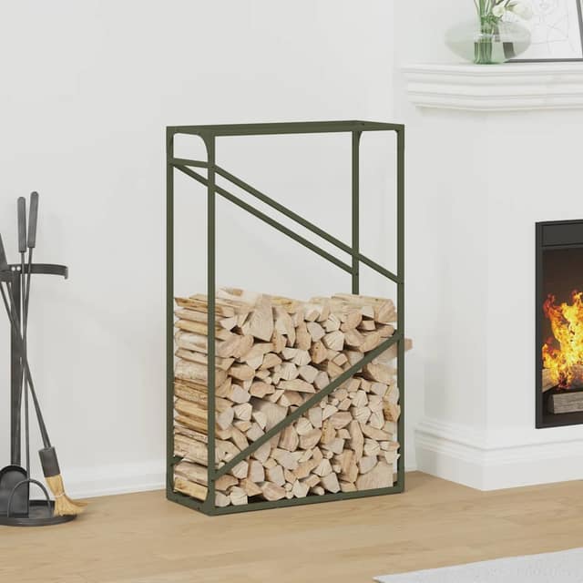 VidaXL Ράφι για καυσόξυλα Ελαιοπράσινο 60x25x100 εκ.