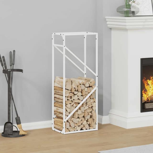 VidaXL Ράφι για καυσόξυλα Λευκό 40x25x100 εκ. Ατσάλι ψυχρής έλασης
