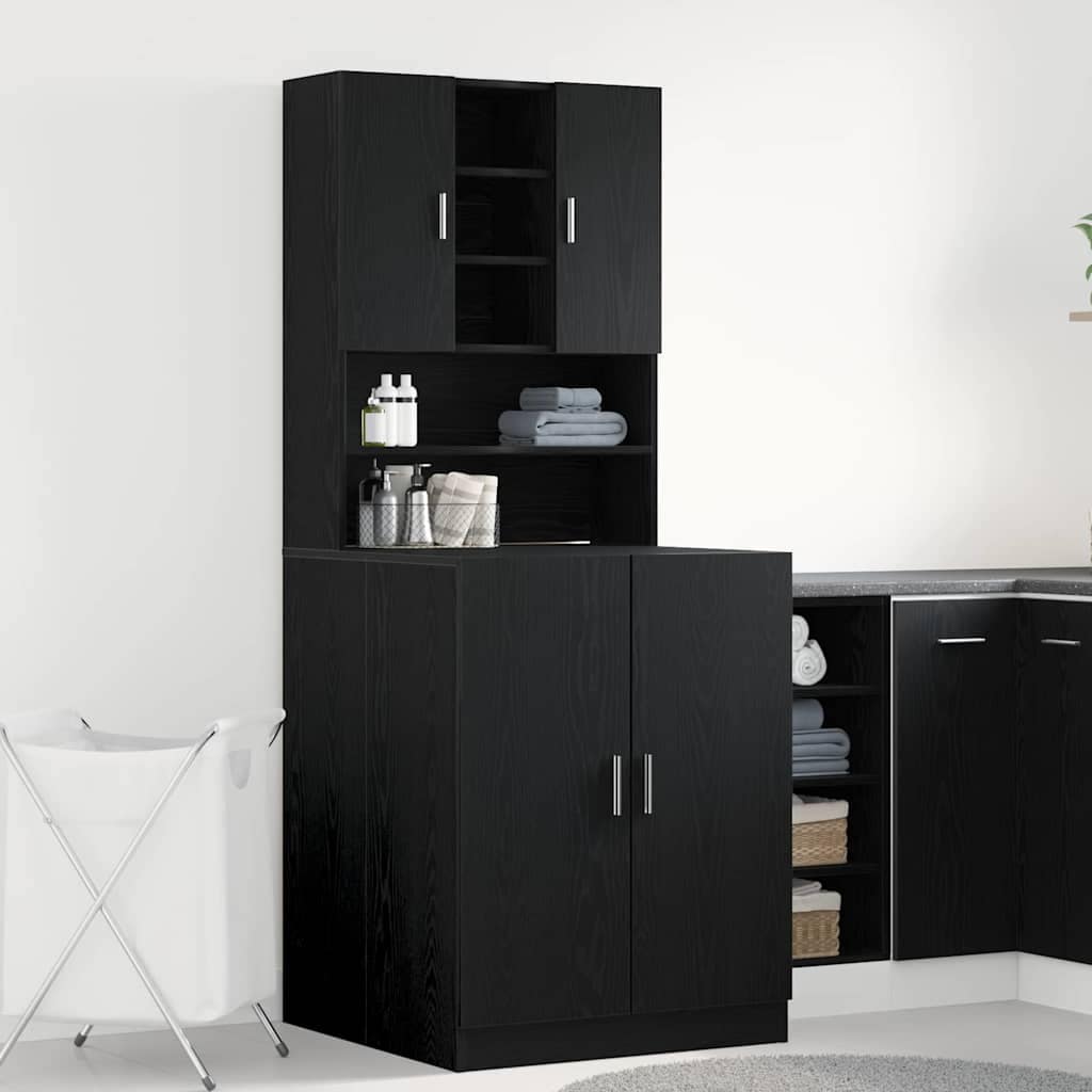 VidaXL Ντουλάπα Πλυντηρίου 2 τεμ. Μαύρη Δρυς 70,5 x 71,5 x 181,5 εκ