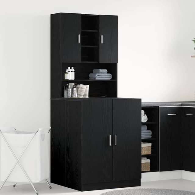 VidaXL Ντουλάπα Πλυντηρίου 2 τεμ. Μαύρη Δρυς 70,5 x 71,5 x 181,5 εκ