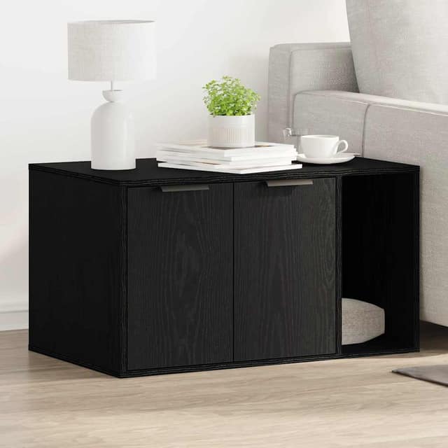 VidaXL Άμμος για Γάτες σε Μαύρο Δρυς 80x50x45 εκ. από Τεχνητό Ξύλο