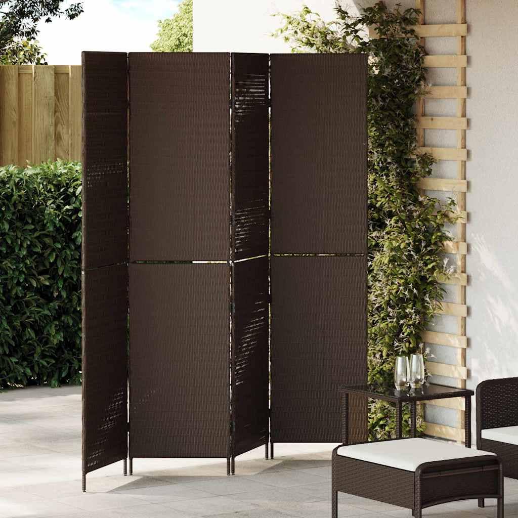 VidaXL Διαχωριστικό Δωματίου Καφέ 195 x 180 εκ. συνθετικό ρατάν