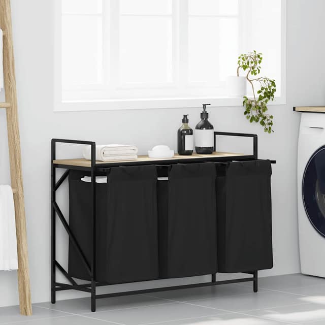 VidaXL Καλάθι Απλύτων με 3 Θέσεις και Ράφι από Ξύλο Sonoma Δρυς