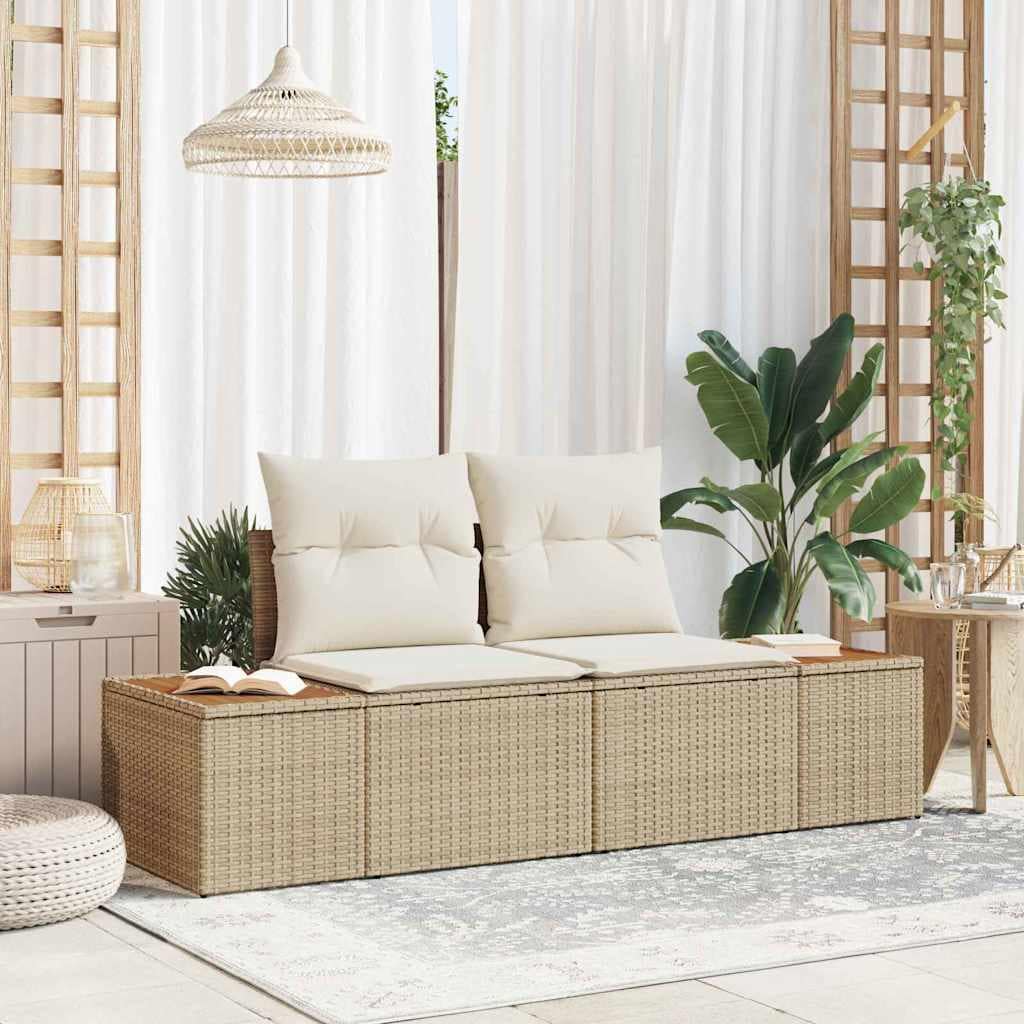 VidaXL Καναπές Κήπου Μπεζ 184 x 62 x 85εκ συνθετικό ρατάν