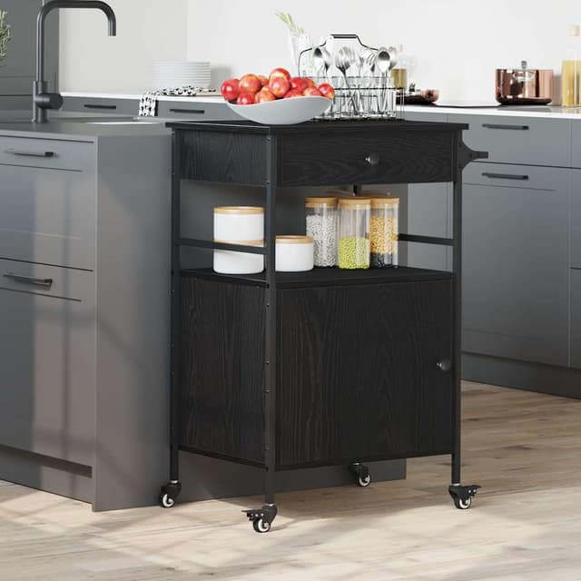 VidaXL Καρότσι Κουζίνας Μαύρη Οξυά 56 x 43 x 89,5 εκ