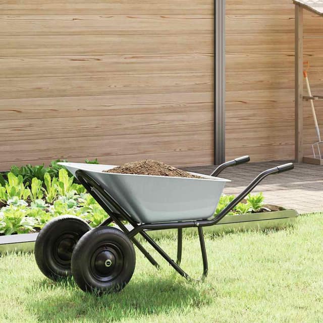 VidaXL Τροχόσπιτο Ασημί και Μαύρο 100 L 180 kg Γαλβανισμένος Χάλυβας