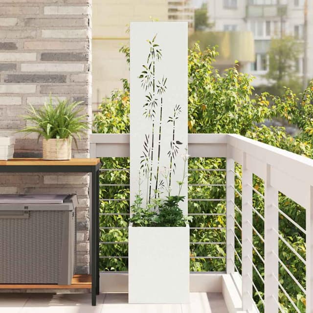 VidaXL Οθόνη Ιδιωτικότητας Κήπου Floral Λευκό 32 x 32 x 150 εκ