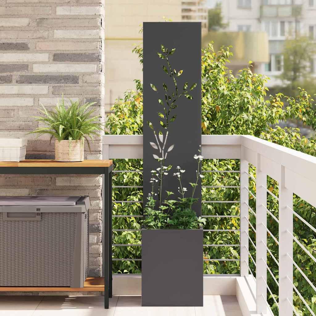 VidaXL Οθόνη Ιδιωτικότητας Κήπου Floral Μαύρο 32 x 32 x 150 εκ