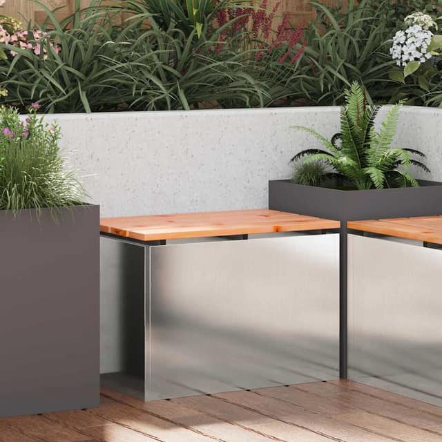 VidaXL Παγκάκι κήπου Ασημί 60 x 40 x 43 εκ Ανοξείδωτο ατσάλι
