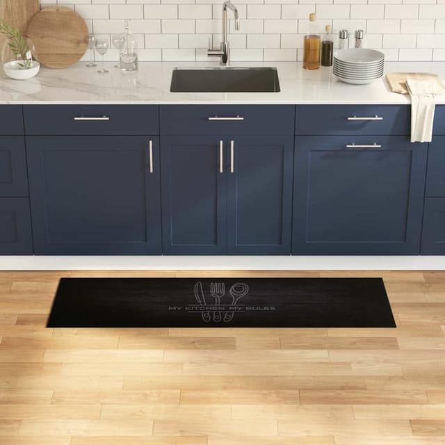 VidaXL Χαλί Κουζίνας Μαύρο 150 x 45 cm 100% Πολυαμίδιο Πλένεται