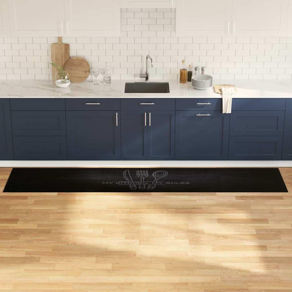VidaXL Χαλί Κουζίνας Μαύρο 300 x 60 cm 100% Πολυαμίδιο Πλένεται