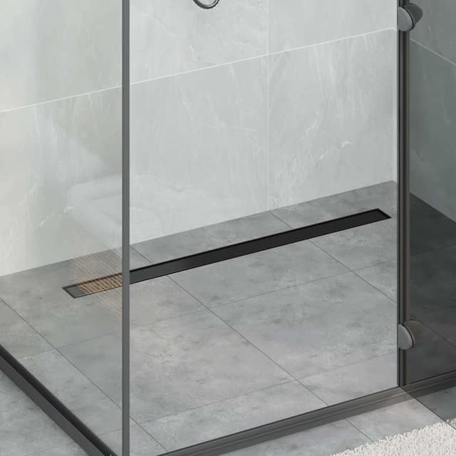 VidaXL 2 σε 1 εκροή ντους Μαύρο 90 cm Ανοξείδωτο Ατσάλι 304