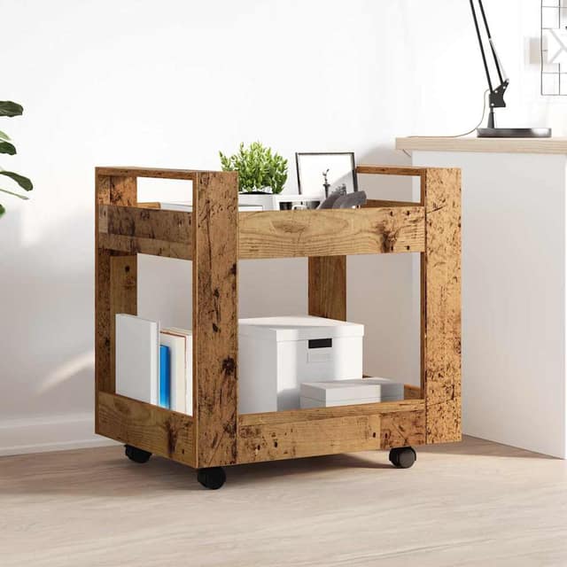 VidaXL Τροχήλατο Γραφείο Παλιό Ξύλο 60 x 45 x 60 εκ Επεξεργασμένο Ξύλο