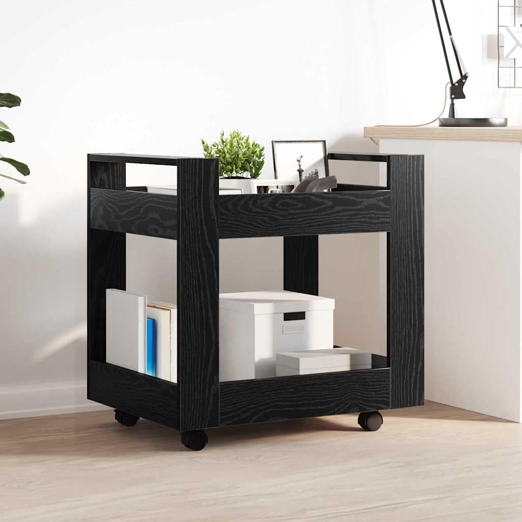 VidaXL Τροχήλατο Γραφείο Μαύρη Οξυά 60 x 45 x 60 εκ Επεξεργασμένο Ξύλο