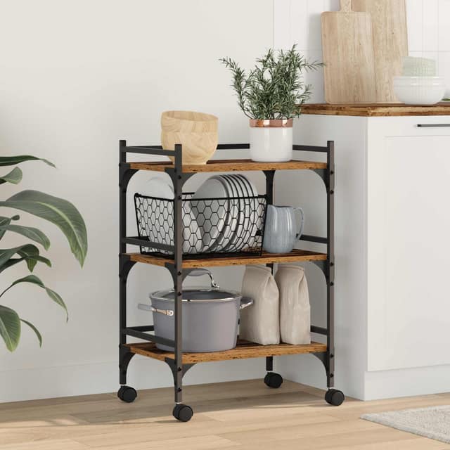 VidaXL Καρότσι Κουζίνας Παλιό Ξύλο 50 x 35 x 75.5 εκ