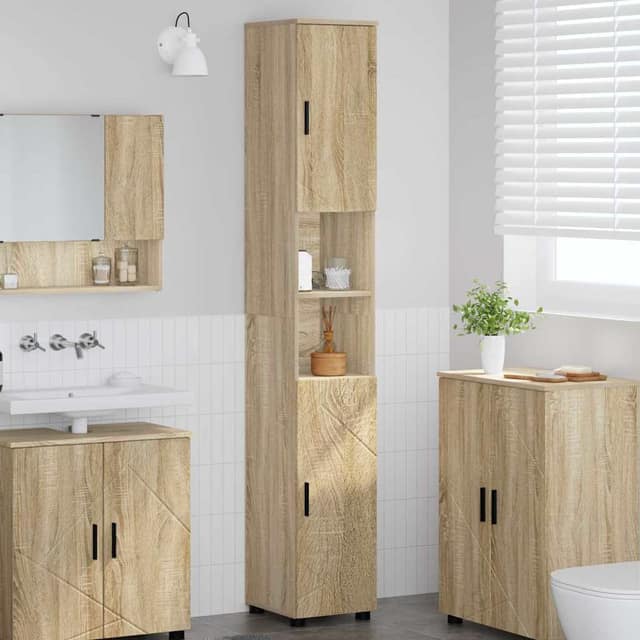 VidaXL Ντουλάπι Μπάνιου με αποθήκευση Δρύς Sonoma 30 x 35 x 192 εκ.