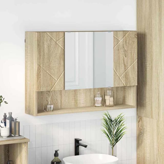 VidaXL Ντουλάπα Καθρέφτη Επιτοίχιο Δρύς Sonoma 80 x 17 x 55 εκ