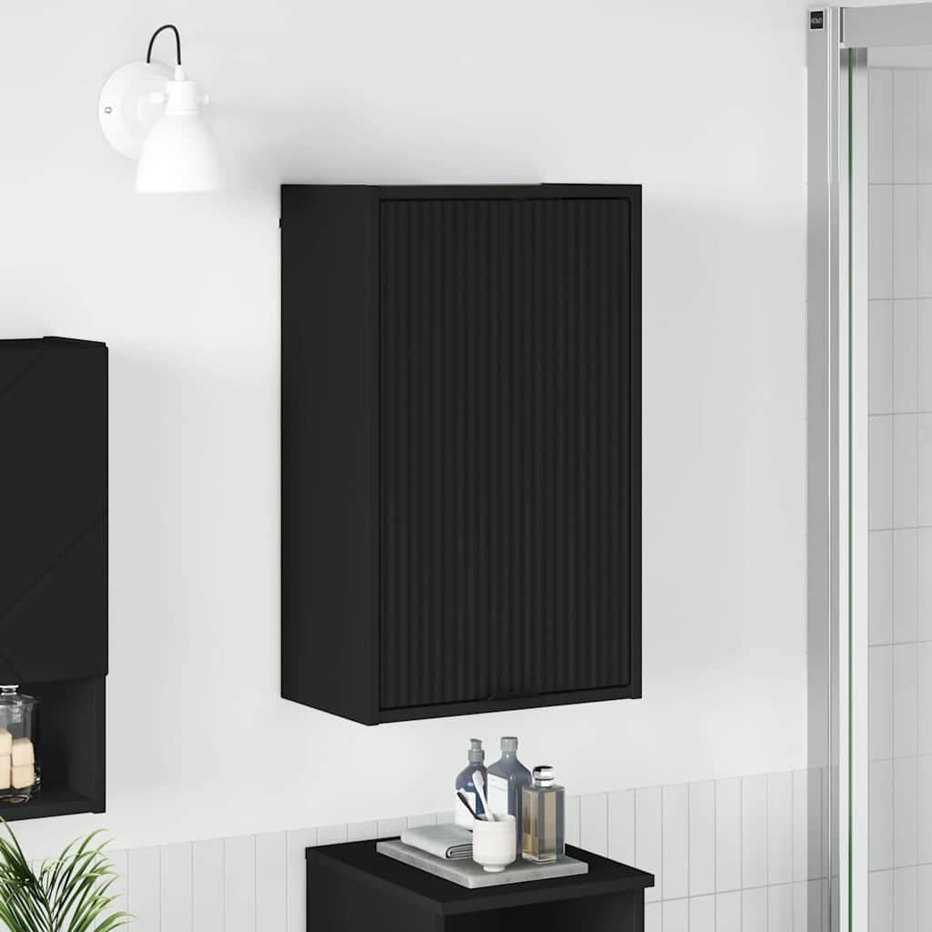 VidaXL Ντουλάπι Μπάνιου Επιτοίχιο με πόρτα Μαύρο 39 x 23,5 x 65 εκ.