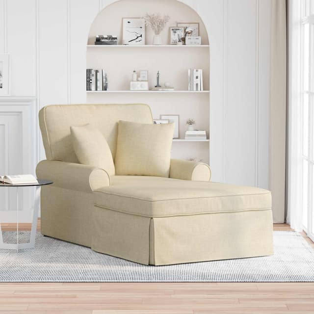 VidaXL Τσέιζ Λαζού με Φούστα 3 τμχ. Κρεμ ύφασμα 91 x 157 x 91 εκ.