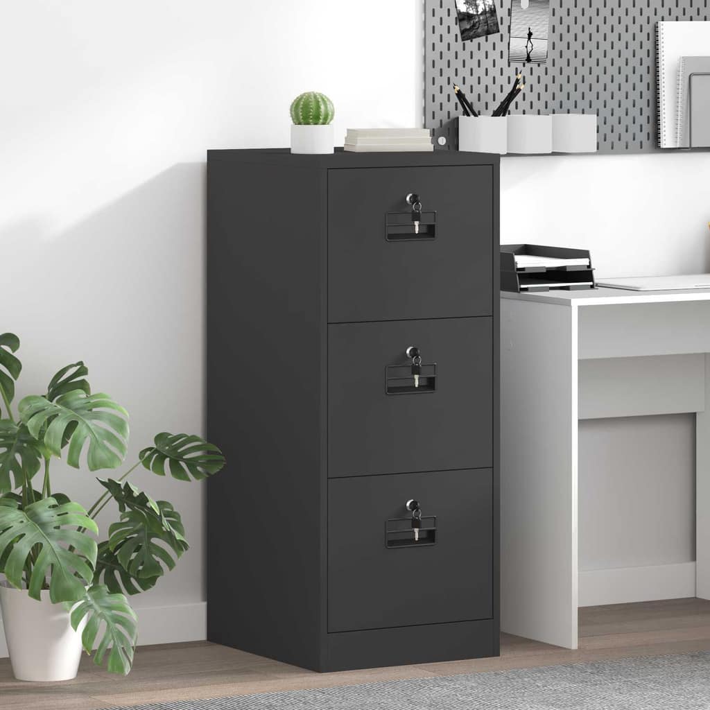VidaXL Ντουλάπα Αρχείων Μαύρο 44 x 50 x 106.5 εκ Ψυχρής Έλασης Χάλυβας