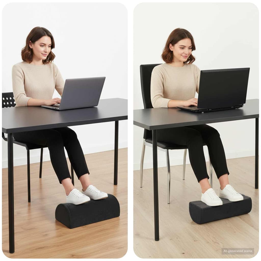 VidaXL Μαξιλάρι Στήριξης Ποδιών 42 x 18 x 13 εκ Σφιχτό PU Αφρός Μαύρο