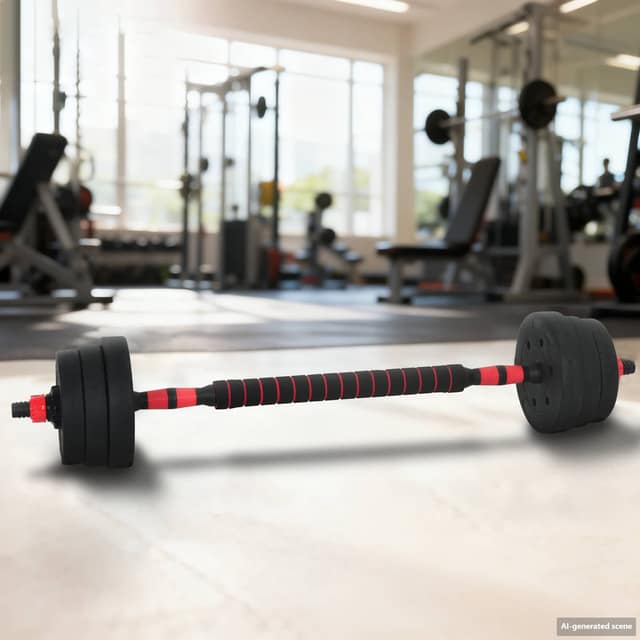 VidaXL Σετ Αλτήρων & Μπάρας 2 σε 1 20 κιλά Μαύρο και Κόκκινο