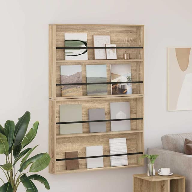 VidaXL Ράφι Περιοδικών με ράφι 2 τμχ. Δρύς Sonoma 100 x 12 x 70 εκ