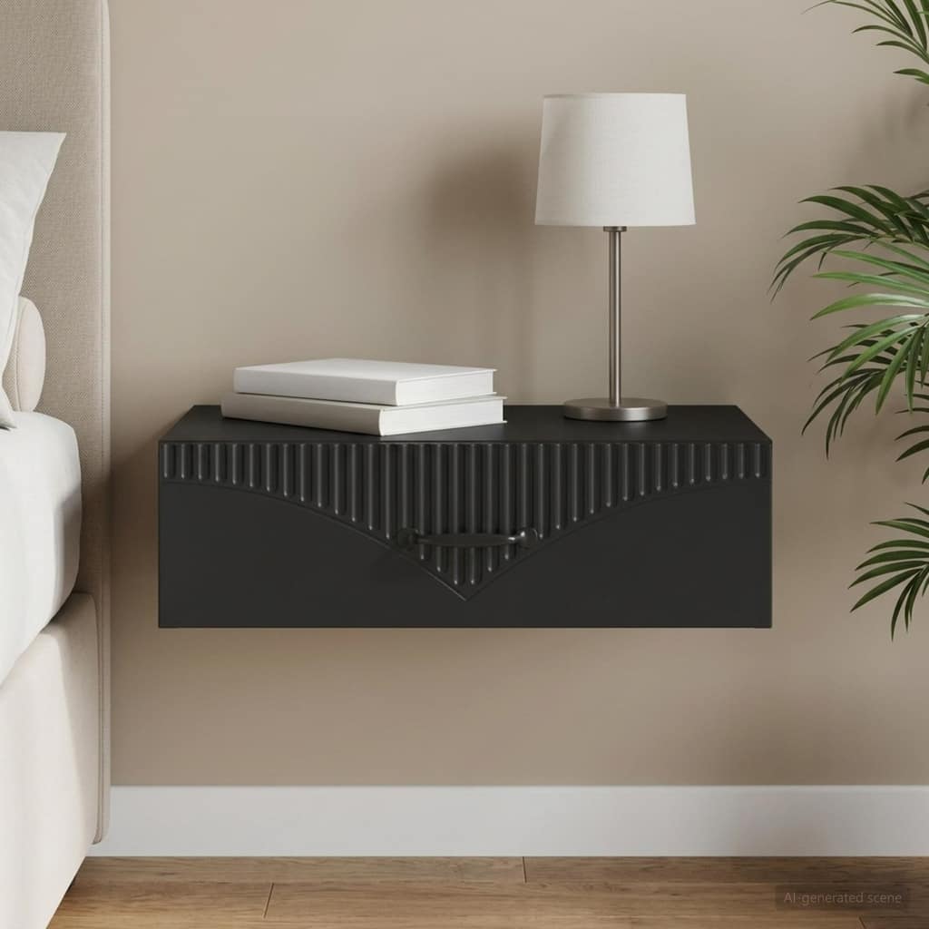 VidaXL Τραπεζάκι Τοίχου 59 x 34,5 x 17 εκ. Επεξεργασμένο Ξύλο Μαύρο