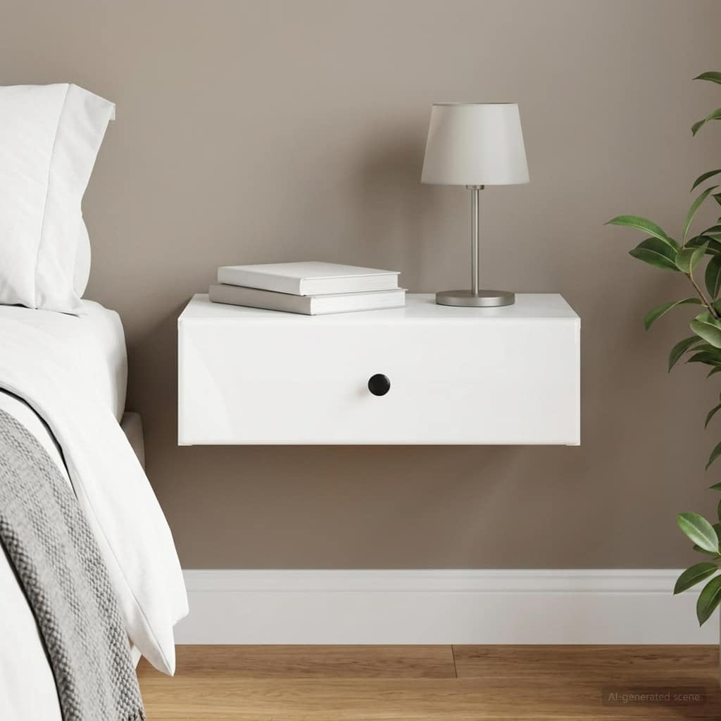 VidaXL Τραπεζάκι Τοίχου Γυαλιστερό Λευκό 59 x 34,5 x 17 εκ.