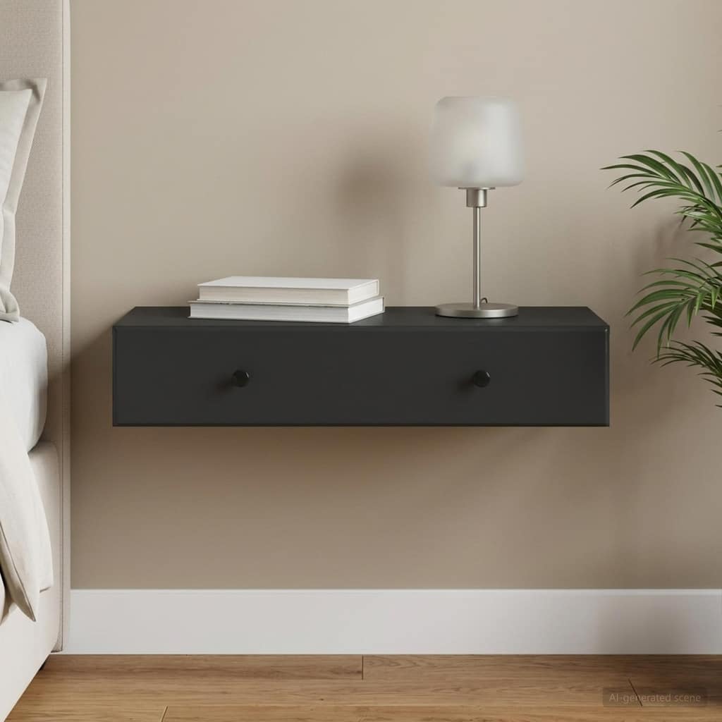 VidaXL Τραπεζάκι Τοίχου Μαύρο 87,5 x 34,5 x 17 εκ. Επεξεργασμένο Ξύλο