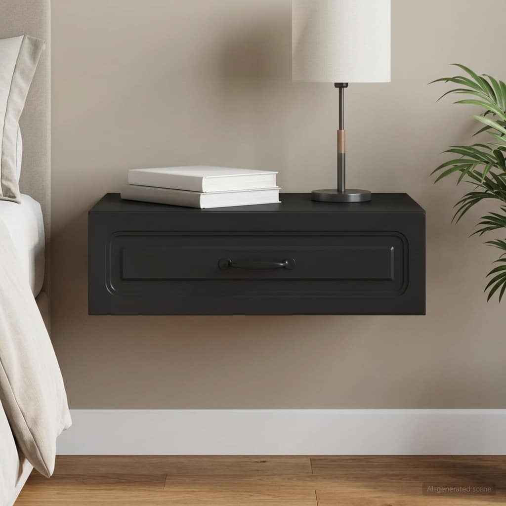 VidaXL Τραπεζάκι Τοίχου 59 x 34,5 x 17 εκ. Επεξεργασμένο Ξύλο Μαύρο