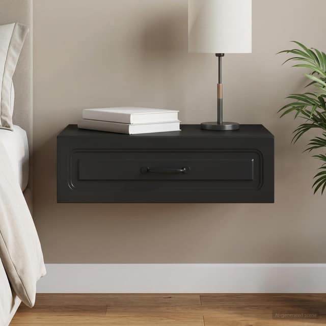 VidaXL Τραπεζάκι Τοίχου 59 x 34,5 x 17 εκ. Επεξεργασμένο Ξύλο Μαύρο