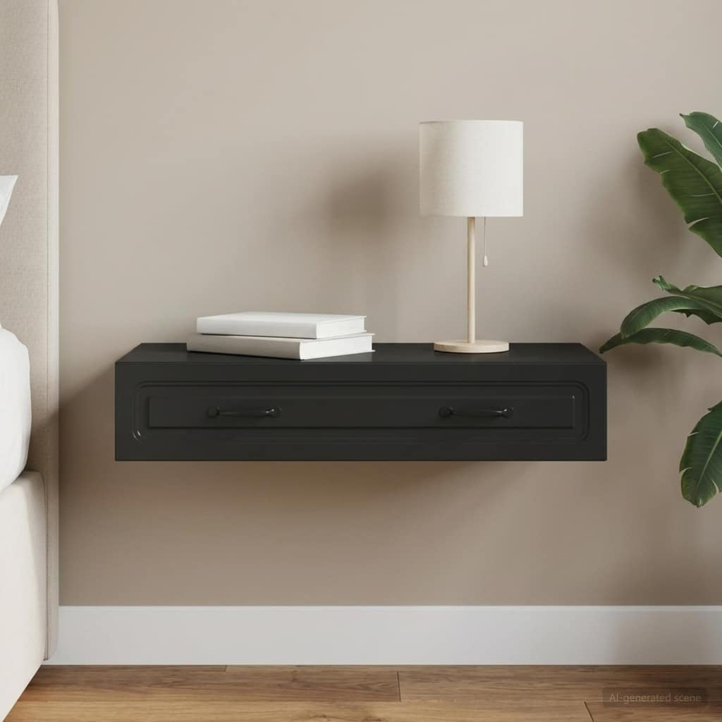 VidaXL Τραπεζάκι Τοίχου Μαύρο 87,5 x 34,5 x 17 εκ. Επεξεργασμένο Ξύλο