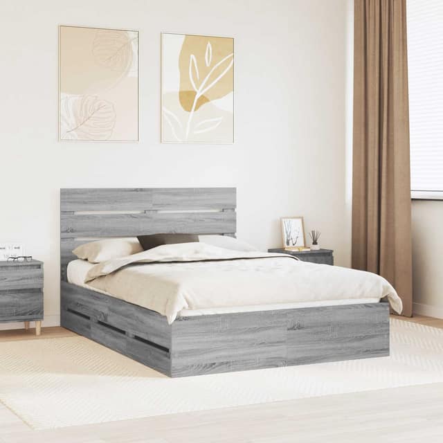 VidaXL Σκελετός Κρεβατιού Γκρίζο Σονομα 160 x 200 cm Μηχανήματος Ξύλο