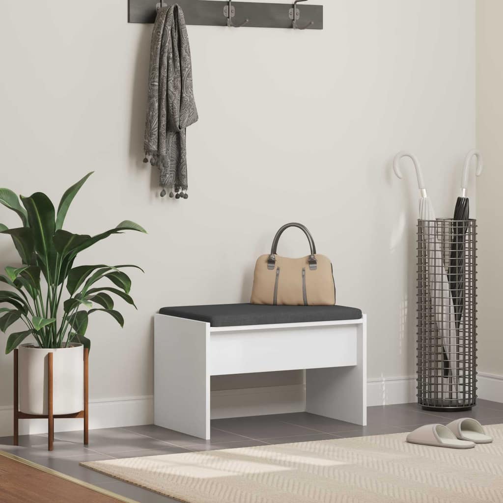 VidaXL Παγκάκι Χαλωρίου με μαξιλάρι Λευκό 63 x 38 x 40 εκ