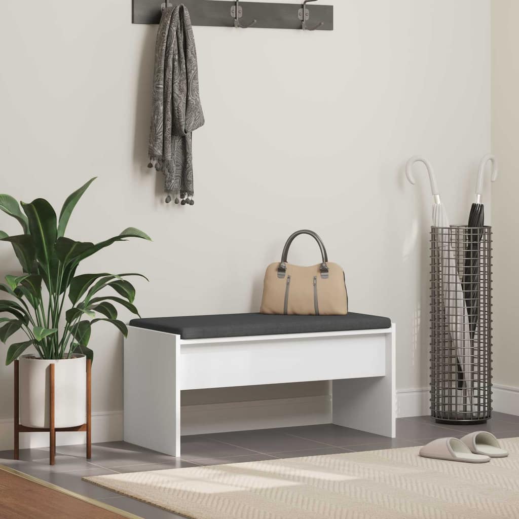 VidaXL Παγκάκι Χαλωρίου με μαξιλάρι Λευκό 83 x 38 x 40 εκ