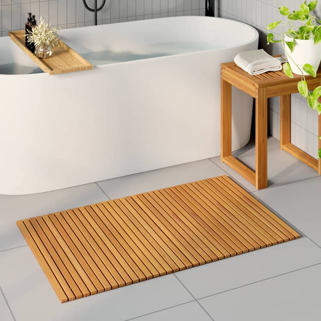 VidaXL Πατάκι μπάνιου Φυσικό 100 x 60 cm Στερεό Ξύλο Ακακίας