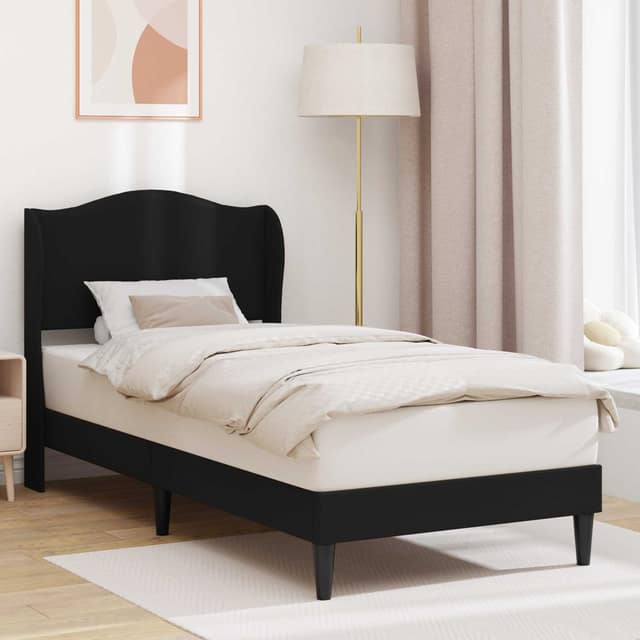 VidaXL Σκελετός Κρεβατιού με κεφαλάρι Μαύρο 90 x 190 cm Τεχνητό Δέρμα