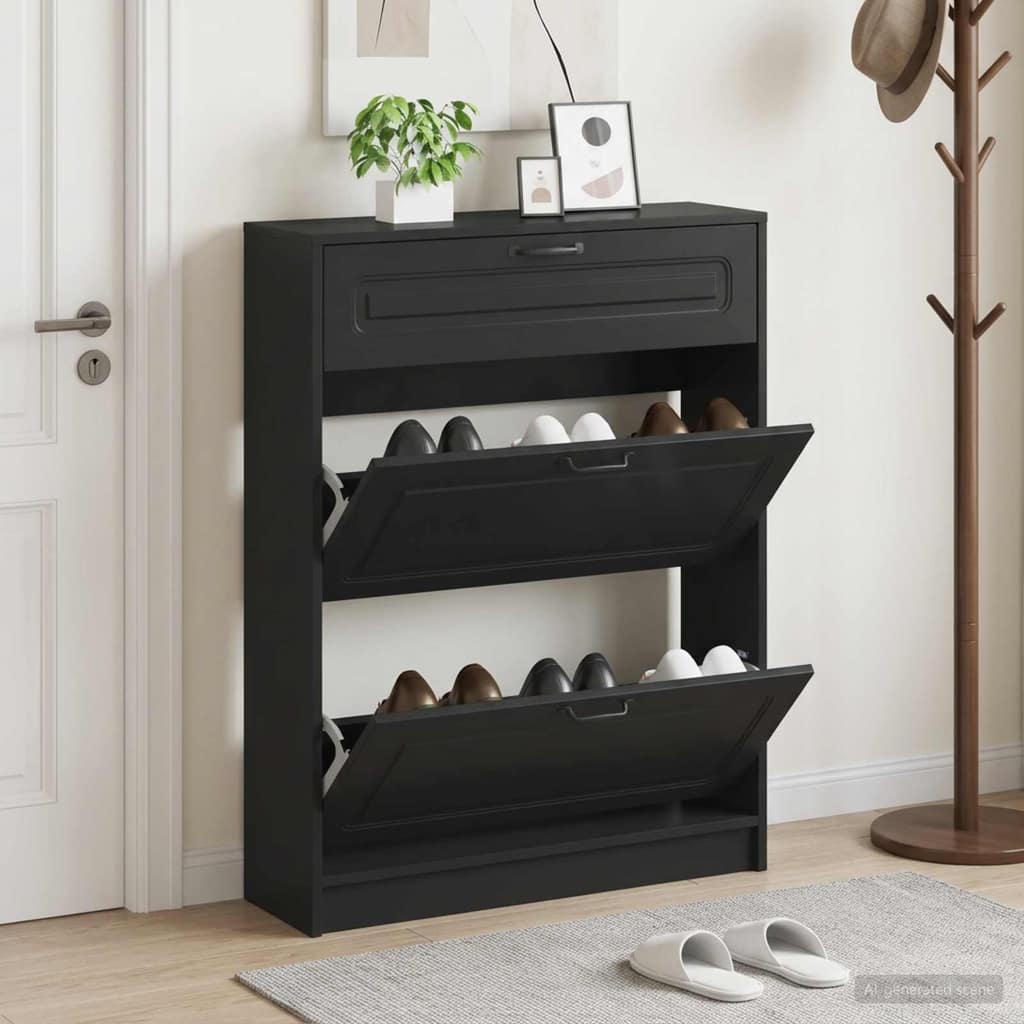 VidaXL Ντουλάπα Παπουτσιών UTRECHT 78 x 24 x 100 εκ. Μαύρο