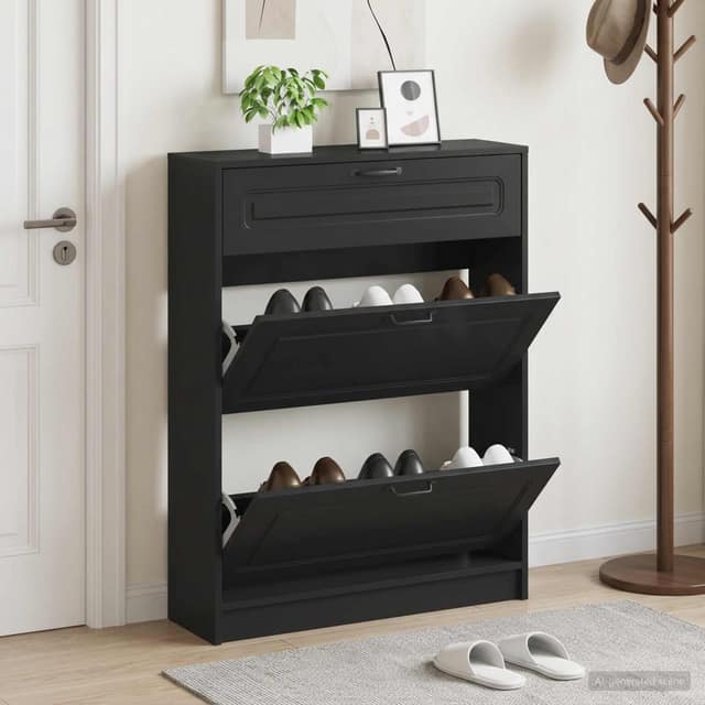 VidaXL Ντουλάπα Παπουτσιών UTRECHT 78 x 24 x 100 εκ. Μαύρο