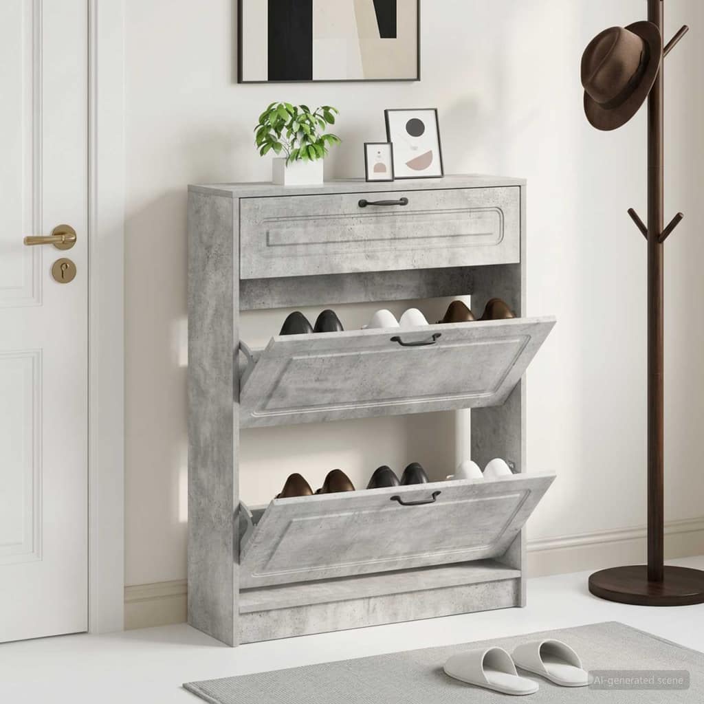 VidaXL Ντουλάπα Παπουτσιών UTRECHT 78 x 24 x 100 εκ. Γκρι Σκυροδέματος